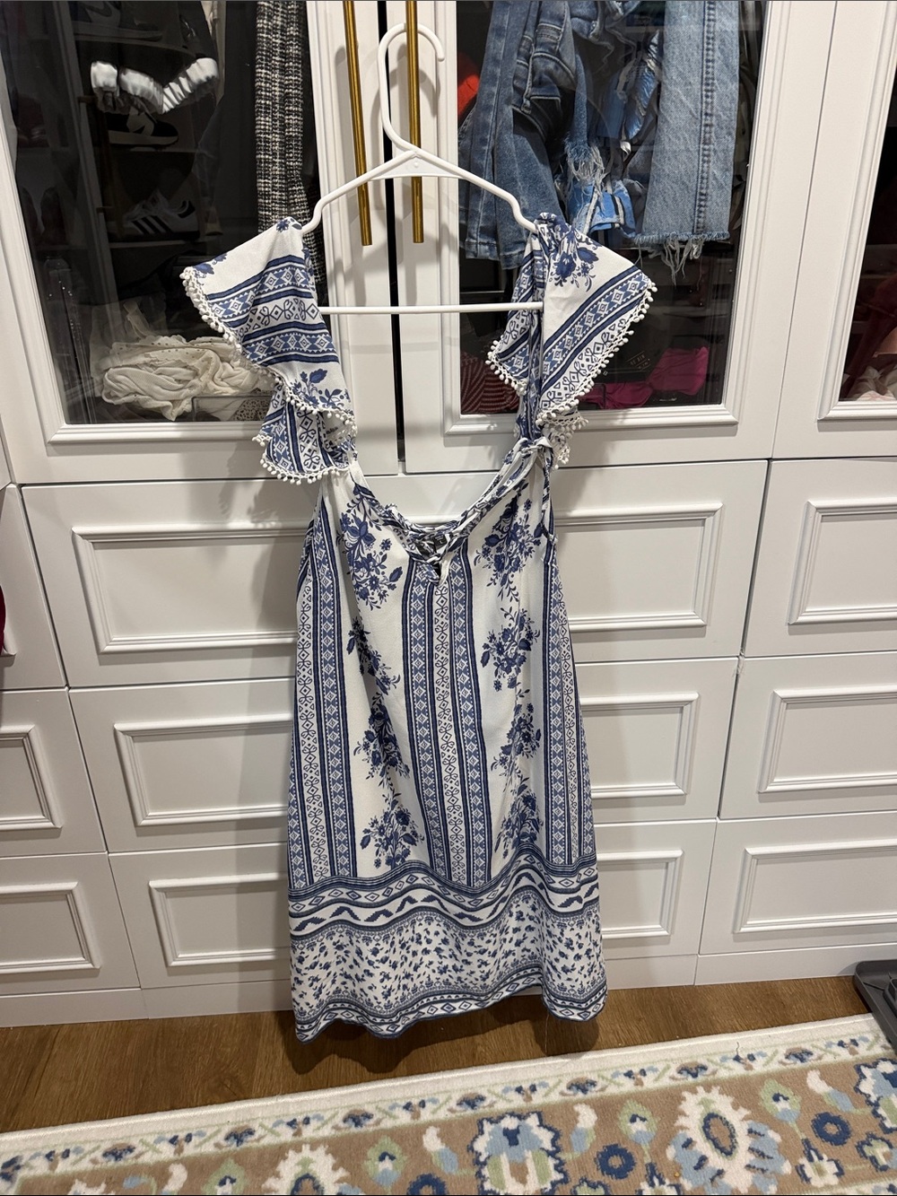 Blue and White Floral Ruffle Sundress